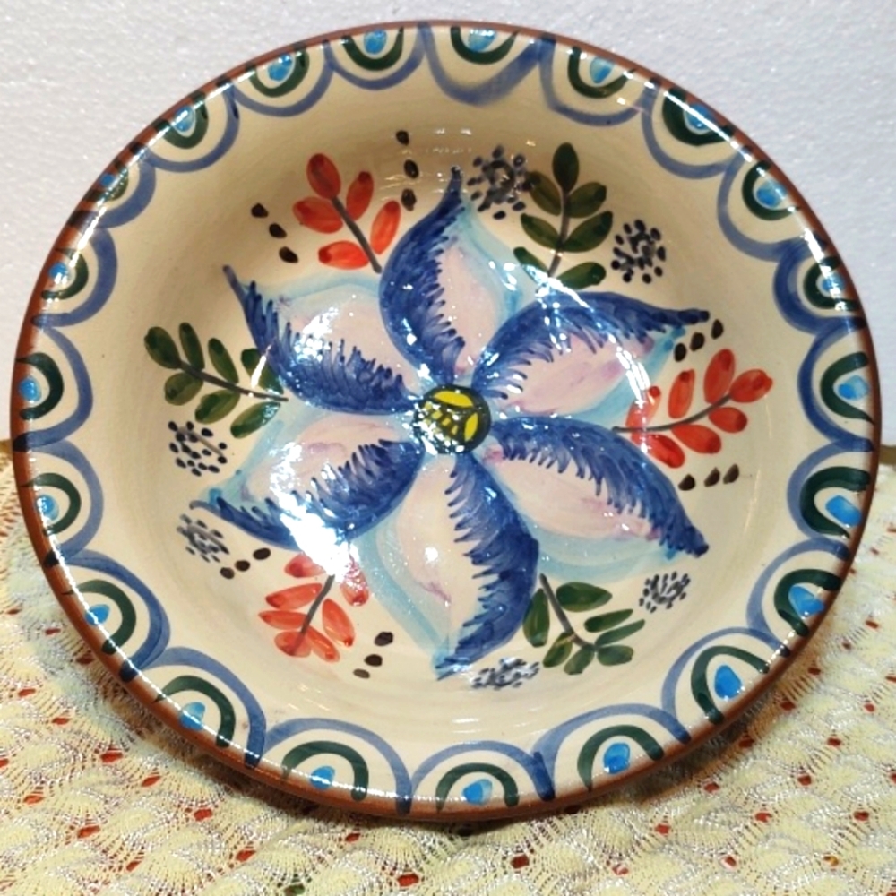 Vintage "RARE" Olaria Carrilho Lopes Portugal terra cotta serving bowl